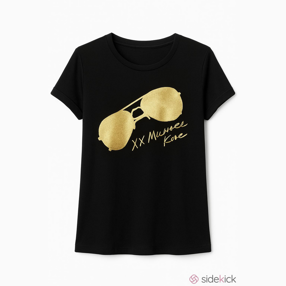 Michael Kors Black Gold Signature Logo Cotton T-shirt Large